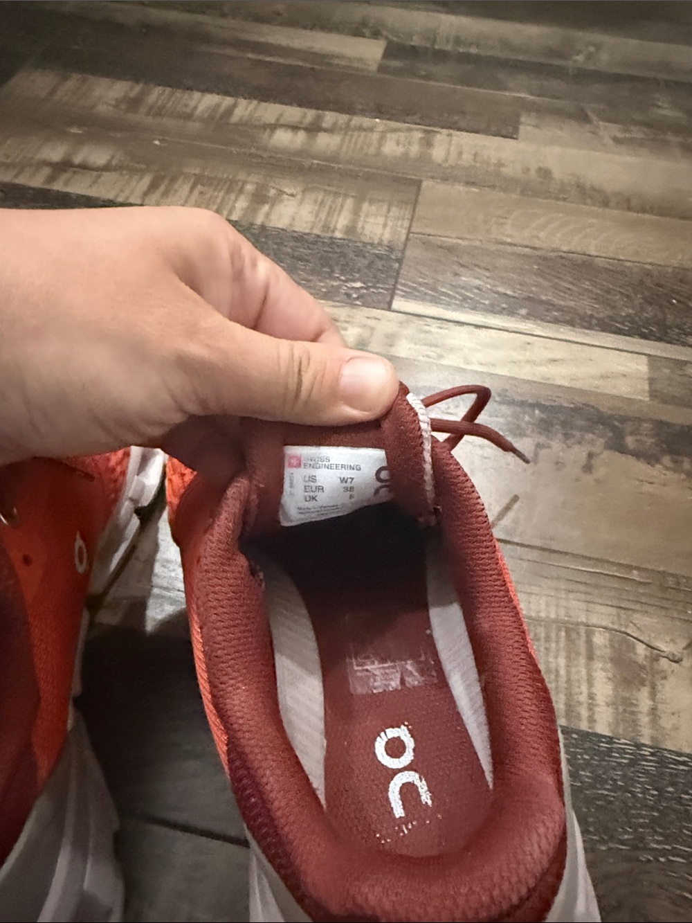 On Running orangeish and Burgundy Women's Athletic Sneakers - Picture 5 of 5